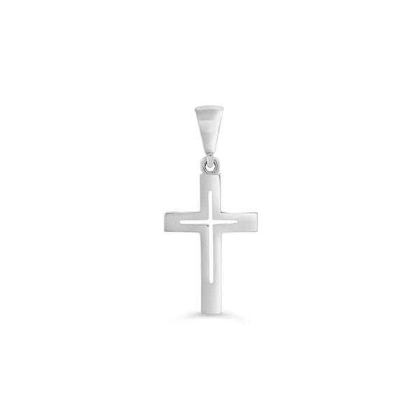 10KT White Gold Cross with CZs