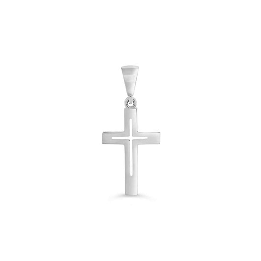 10KT White Gold Cross with CZs