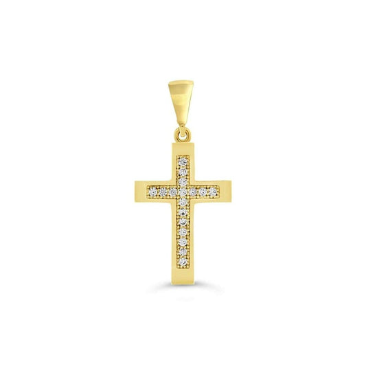 10KT Yellow Gold Cross with CZs