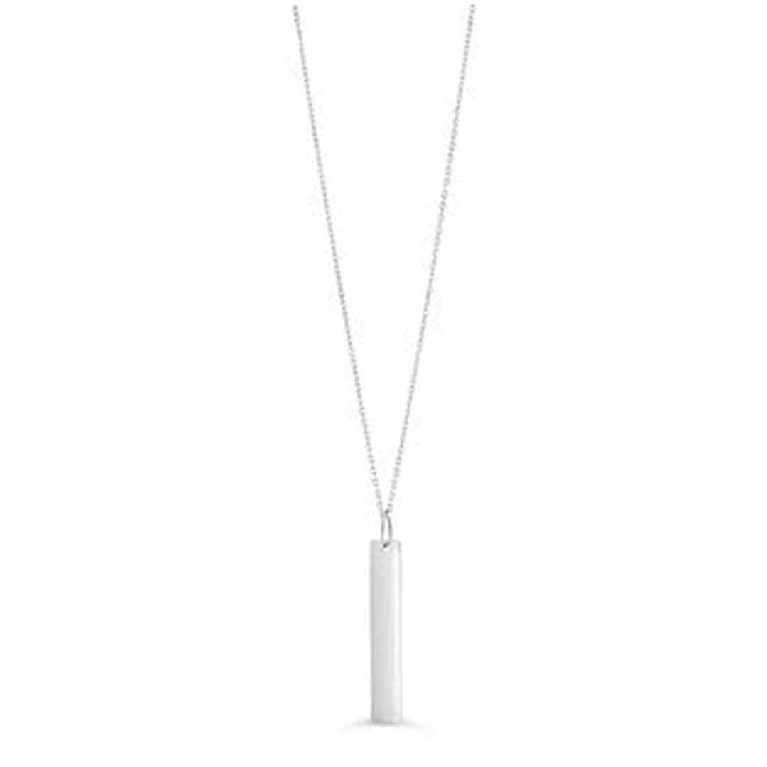 10K White Gold Vertical Engravable Tag Necklace