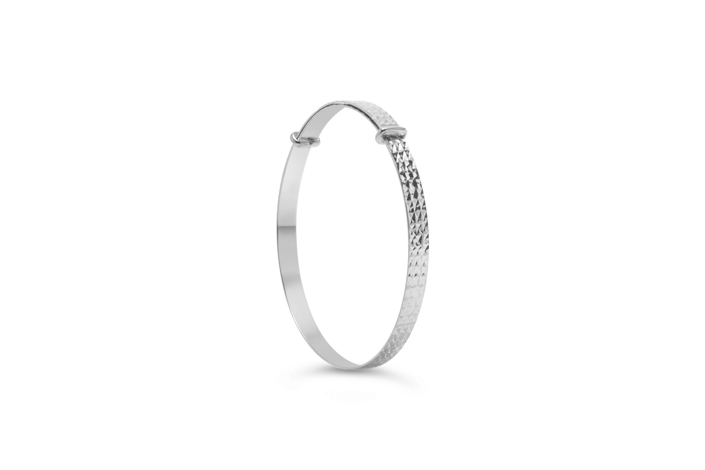 Baby Diamond Cut Bangle in White Gold