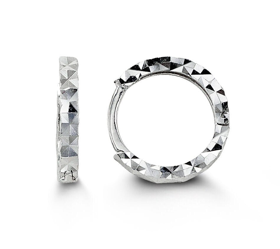 Baby Diamond Cut Yellow Gold Huggies