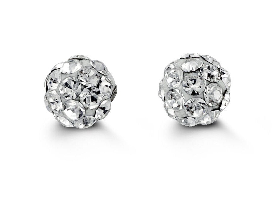 Baby White Firecracker Studs in Yellow Gold
