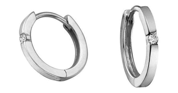 10K White Gold Solitaire Diamond (0.04 ct. T.W) Huggies