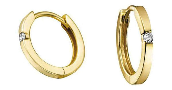 10K Yellow Gold Solitaire Diamond (0.04 ct. T.W) Huggies