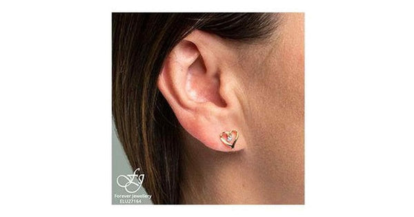 10K Yellow Gold Diamond (0.02 ct. T.W) Golden Heart Studs