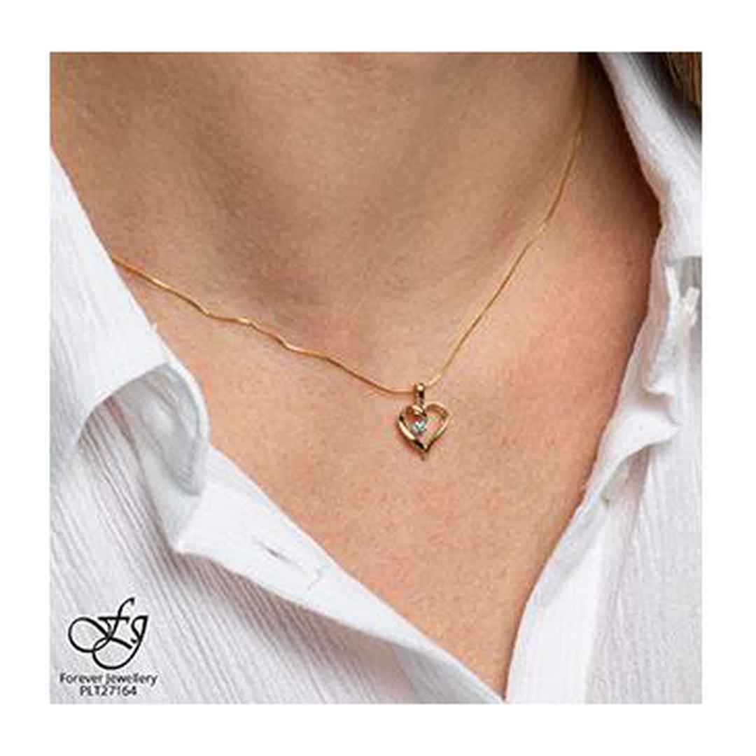 10K Yellow Gold Diamond Accent Golden Heart Necklace