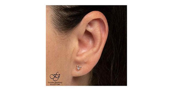 10K Rose & White Gold Diamond (0.02 ct. T.W) Heart Studs