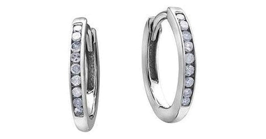 10K White Gold Diamond (0.10 ct. T.W.) Channel Set Huggies