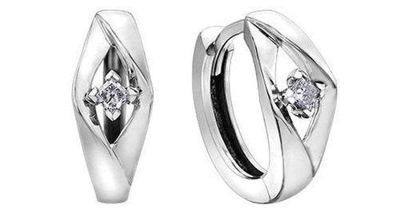 10K White Gold Canadian Diamond (0.08 ct T.W.) Huggies