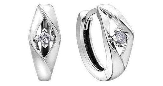 10K White Gold Canadian Diamond (0.08 ct T.W.) Huggies