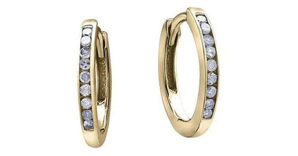 10K Yellow Gold Diamond (0.10 ct. T.W.) Channel Set Huggies