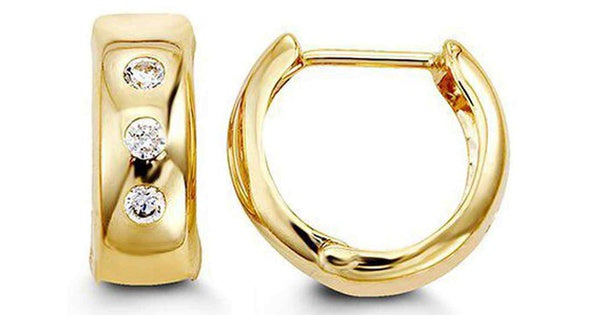 C.Z Flush Yellow Gold Huggies