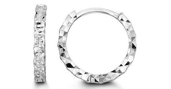 Fancy Cut White Gold Huggies