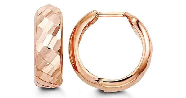 Fancy Cut Rose Gold Huggies