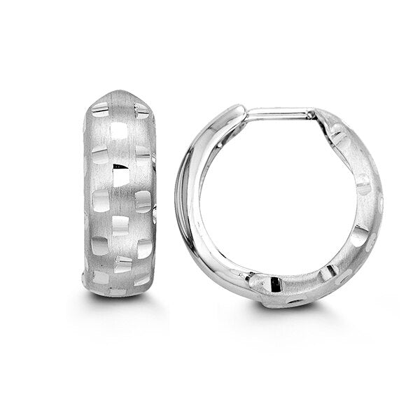 Fancy Cut White Gold Huggies