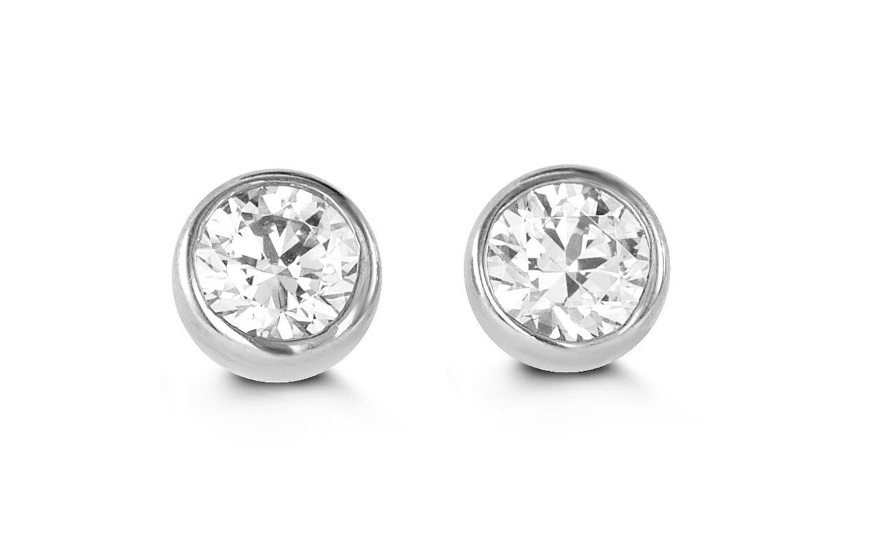 Baby Bezel Studs in 14k Yellow Gold