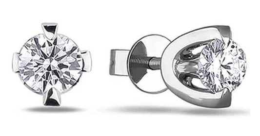 0.30 ct T.W. Half Moon14K White Gold Studs
