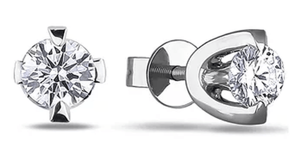 0.50 ct T.W. Half Moon14K White Gold Studs