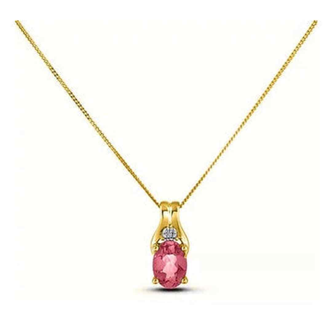 July Birthstone 0.02TW Diamond 10K Yellow Gold Pendant - Ruby
