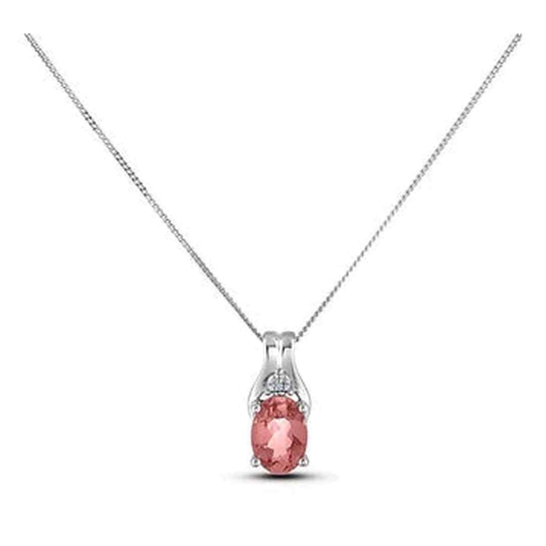 January Birthstone 0.02TW Diamond 10K White Gold Pendant - Garnet