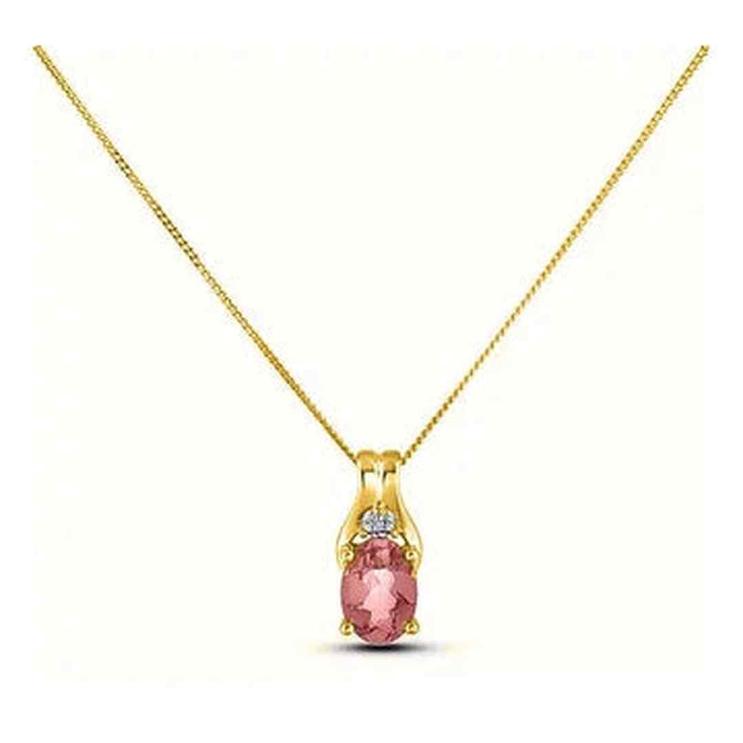 January Birthstone 0.02TW Diamond 10K Yellow Gold Pendant - Garnet