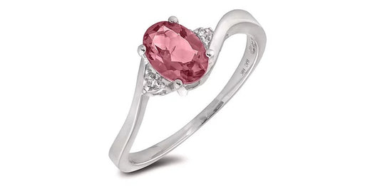 January Birthstone 0.02TW Diamond 10K White Gold Ring - Garnet