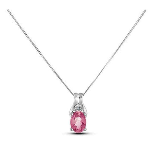July Birthstone 0.02TW Diamond 10K White Gold Pendant - Ruby