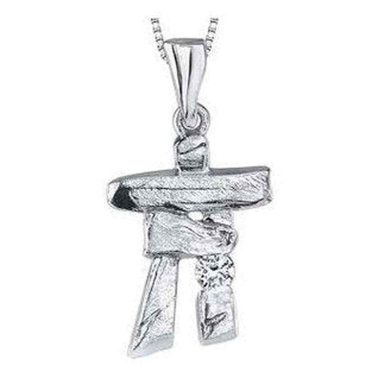 10K White Gold Canadian Diamond (0.05 ct T.W.) Inukshuk Necklace