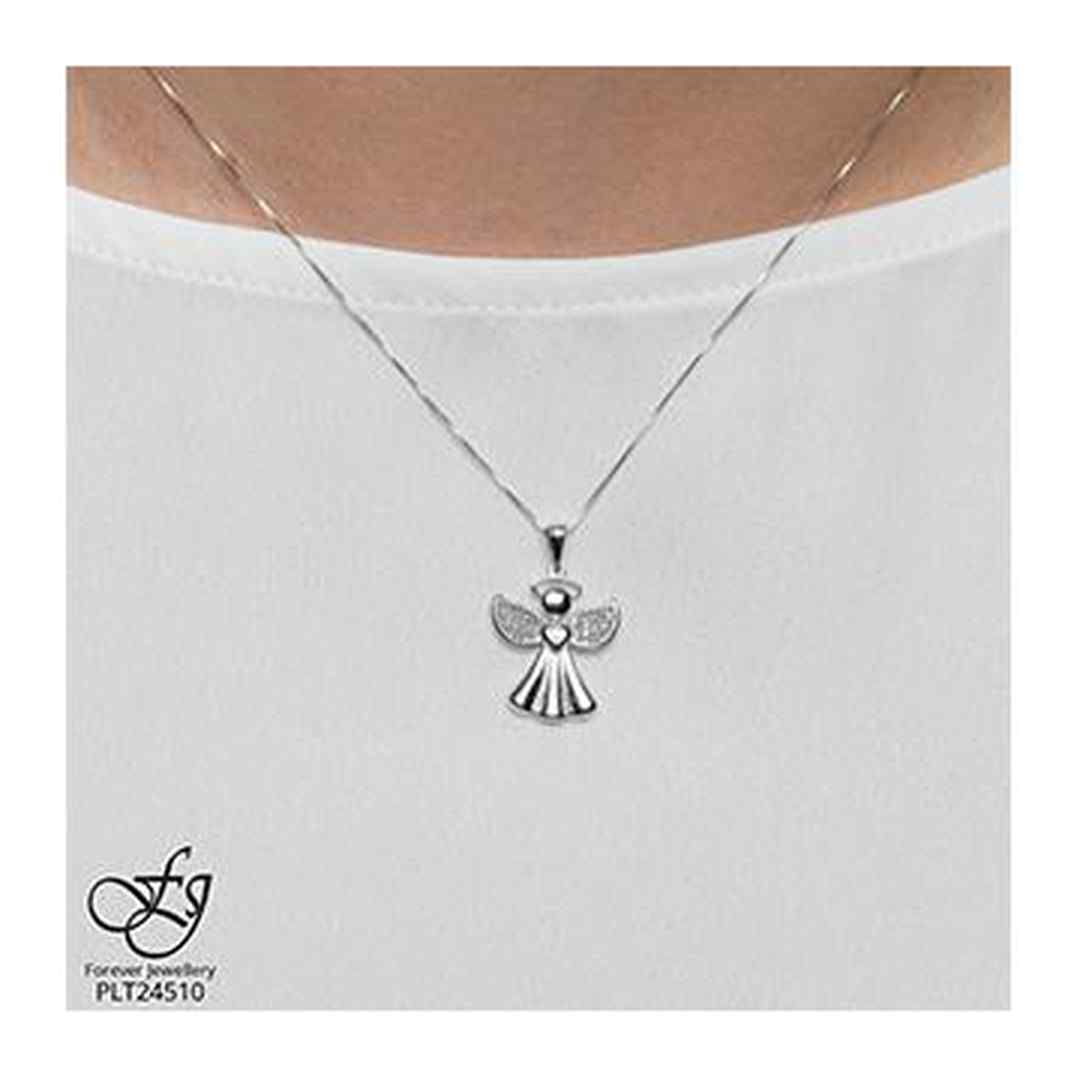 10K White Gold Diamond Accent Angel Necklace