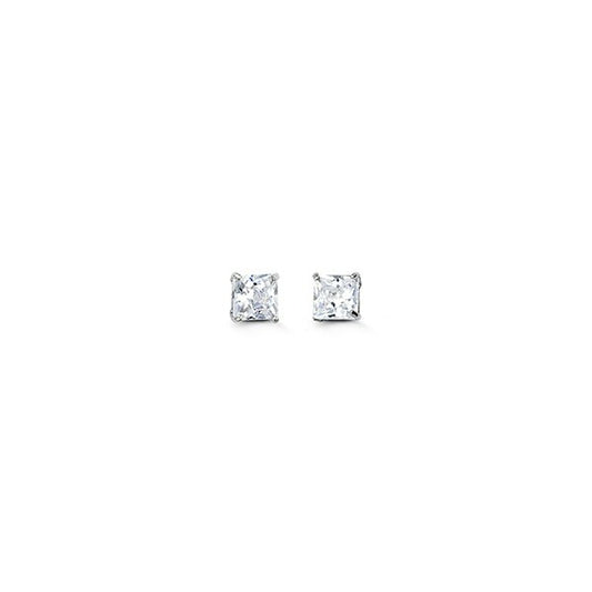 3mm 14k White Gold Square CZ Studs