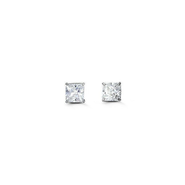 4mm 14k White Gold Square CZ Studs