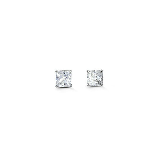 4mm 14k White Gold Square CZ Studs