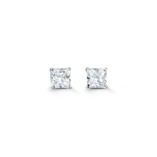 5mm 14k White Gold Square CZ Studs