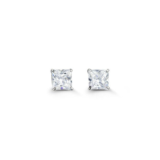 5mm 14k White Gold Square CZ Studs
