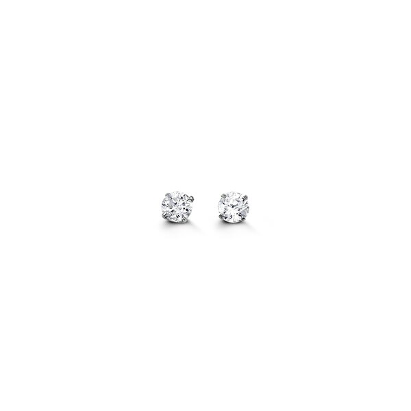3mm 14k White Gold Round CZ Studs