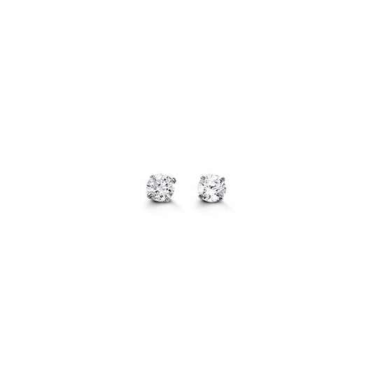3mm 14k White Gold Round CZ Studs