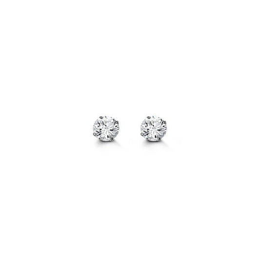 4mm 14k White Gold Round CZ Studs
