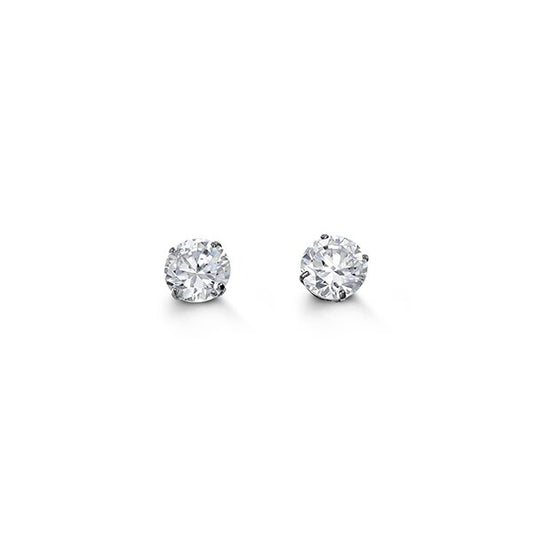 5mm 14k White Gold Round CZ Studs