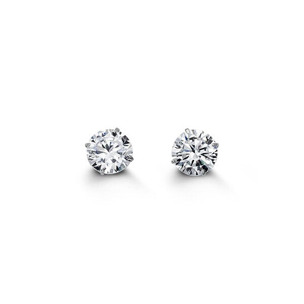 6mm 14k White Gold Round CZ Studs