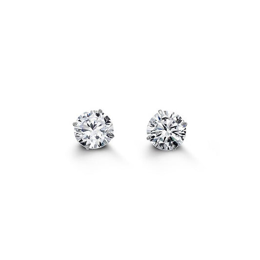 6mm 14k White Gold Round CZ Studs