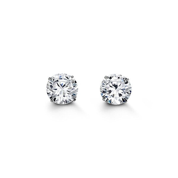 7mm 14k White Gold Round CZ Studs