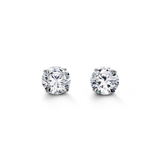 7mm 14k White Gold Round CZ Studs