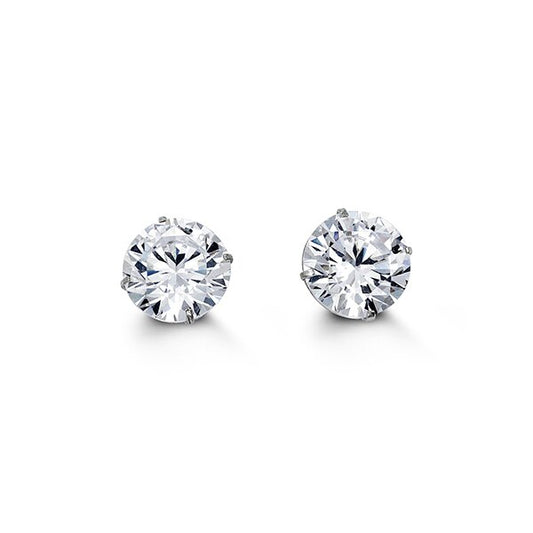 8mm 14k White Gold Round CZ Studs