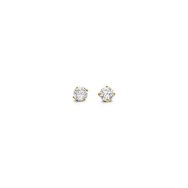 3mm 14k White Gold Round CZ Studs