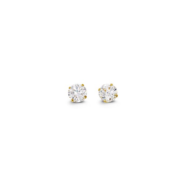 4mm 14k White Gold Round CZ Studs