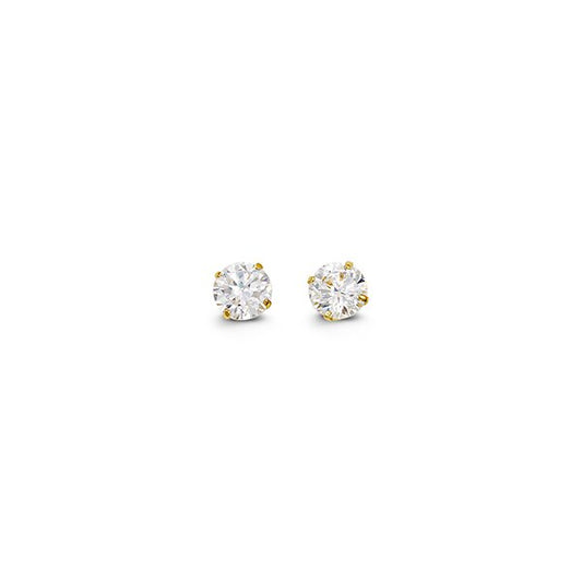 4mm 14k White Gold Round CZ Studs