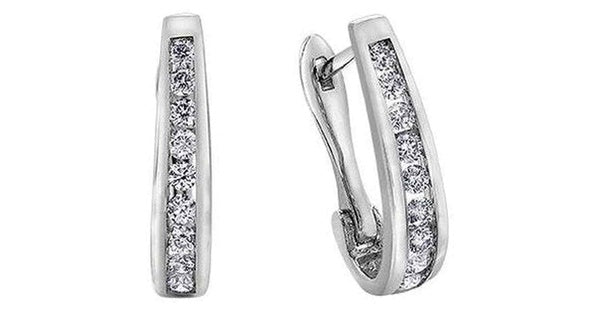 10K White Gold Diamond (0.10 ct. T.W.) Channel Set Huggies