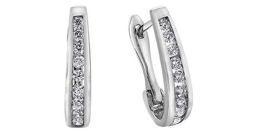 10K White Gold Diamond (0.10 ct. T.W.) Channel Set Huggies
