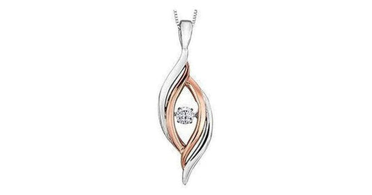 Canadian Dancing Diamond (0.12 ct T.W.) Len Shape Rose Gold & Silver Necklace